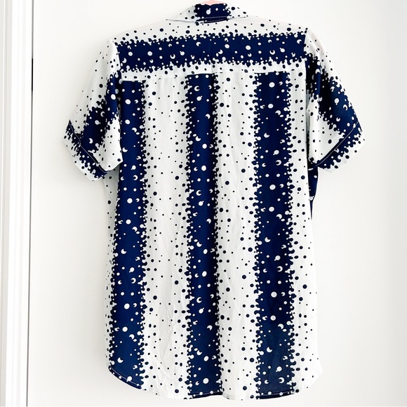 Navy and white polka dotted short sleeve blouse - Picture 7 of 7